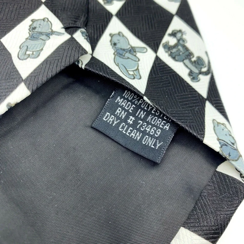Winnie the Pooh DISNEY Off White & Black POOH & TIGER Polyester Necktie KOREA